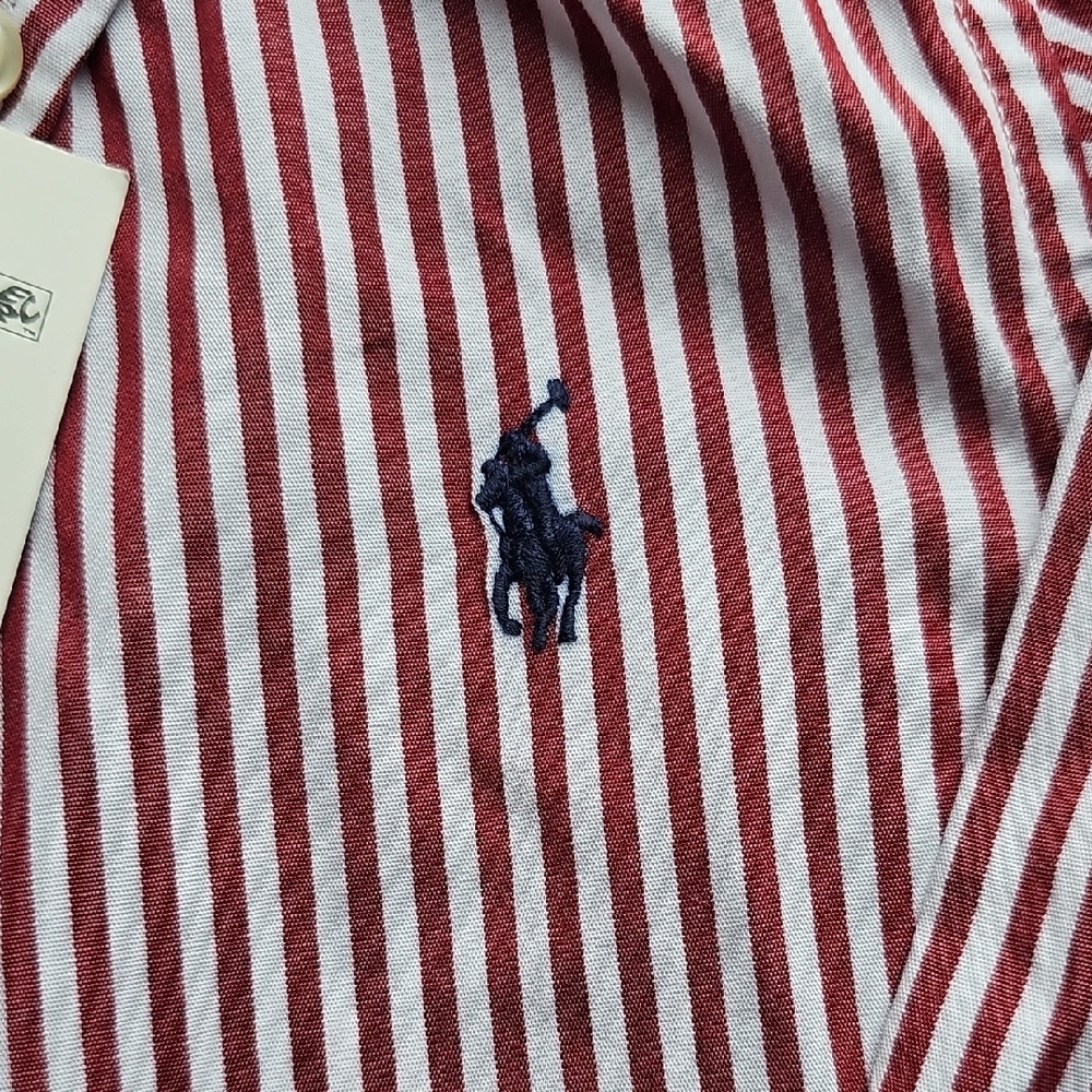 Ralph Lauren Kids Red and White Striped Button Down Shirt - Picture 2 of 9